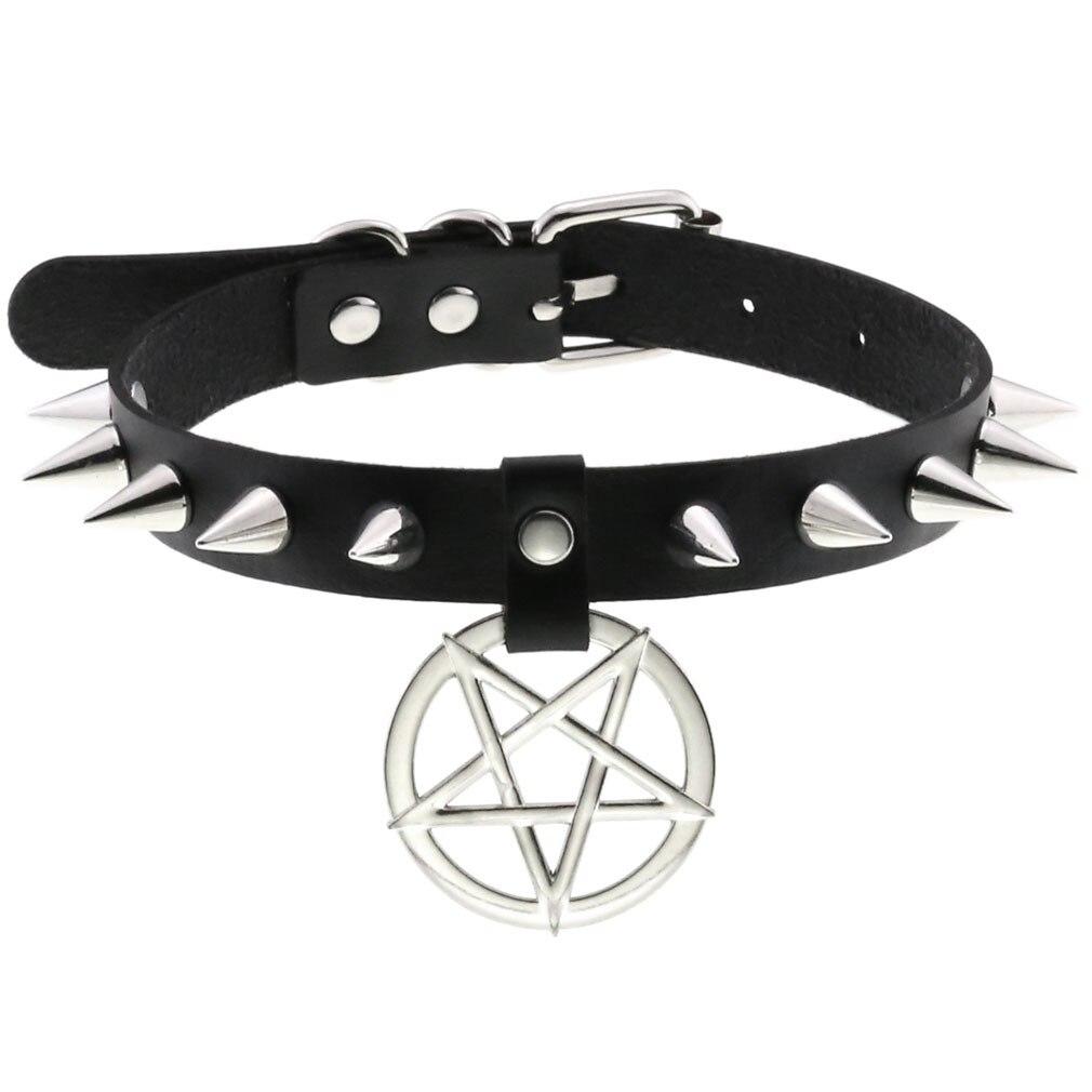 Black Pentagram PU Leather Choker