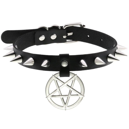 Black Pentagram PU Leather Choker