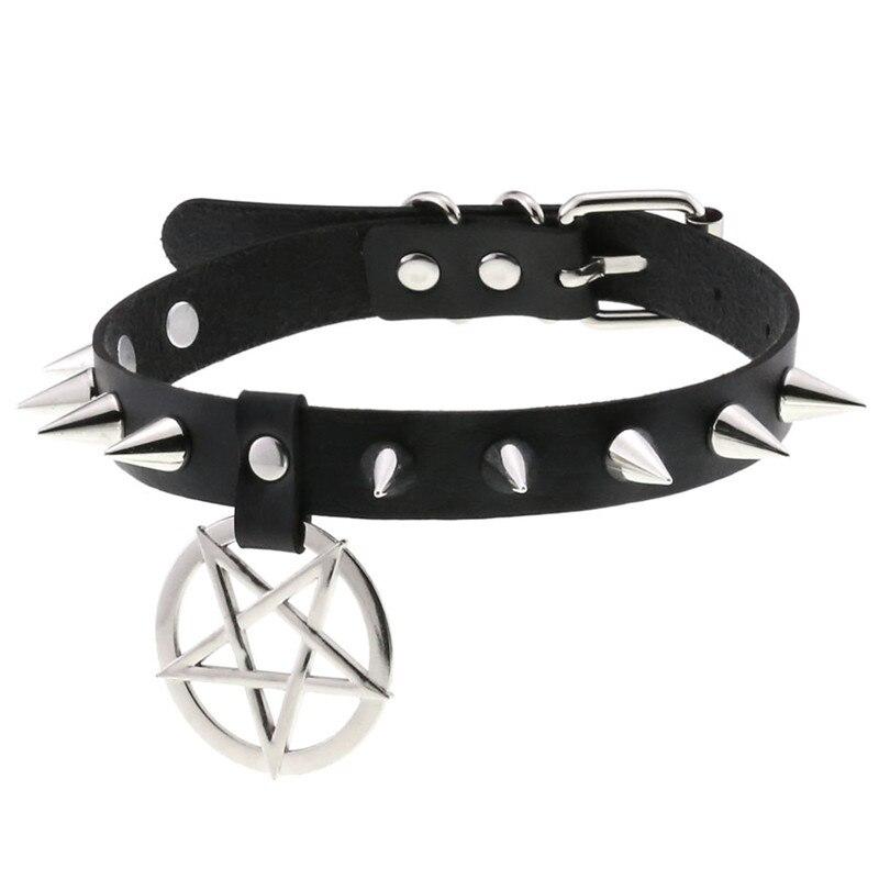 Black Pentagram PU Leather Choker