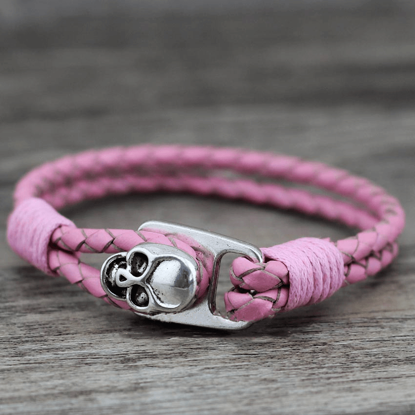 Gothic Genuine Leather Skull Bracelet – 8 Colours
