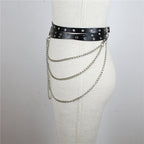 Black Gothic Chain Ring Belt – Faux Leather