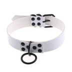 O-Ring Faux Leather Choker with Detachable Chain – 15 Colours