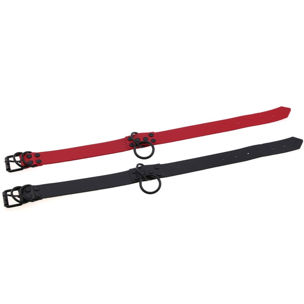 O-Ring Faux Leather Choker with Detachable Chain – 15 Colours