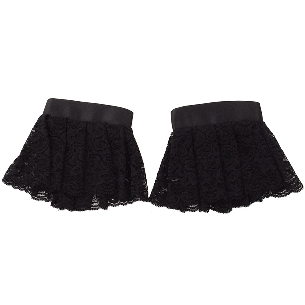 Gothic Vampire Jabot Collar & Cuff Set – Black & White