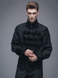 Men's Gothic Vampire Ruffle Shirt – High Neck – S–4XL