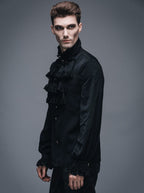 Men's Gothic Vampire Ruffle Shirt – High Neck – S–4XL