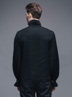 Men's Gothic Vampire Ruffle Shirt – High Neck – S–4XL