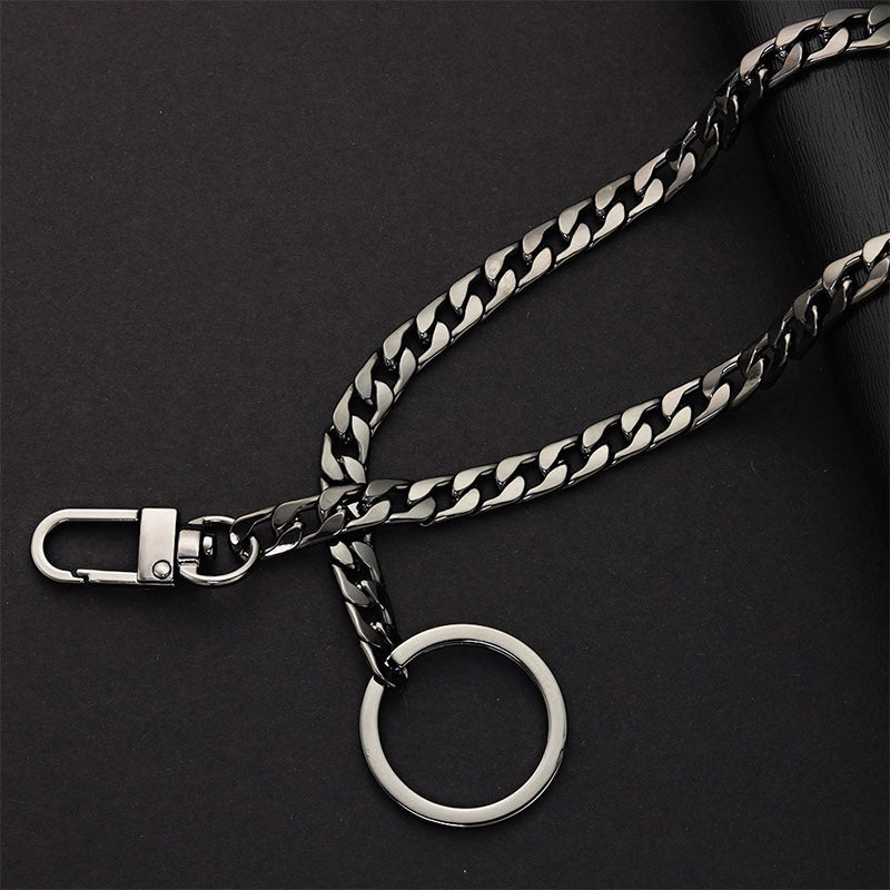 Gothic Metal Wallet Chain – Black & Silver, 40cm