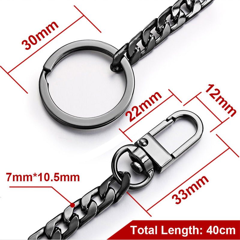 Gothic Metal Wallet Chain – Black & Silver, 40cm