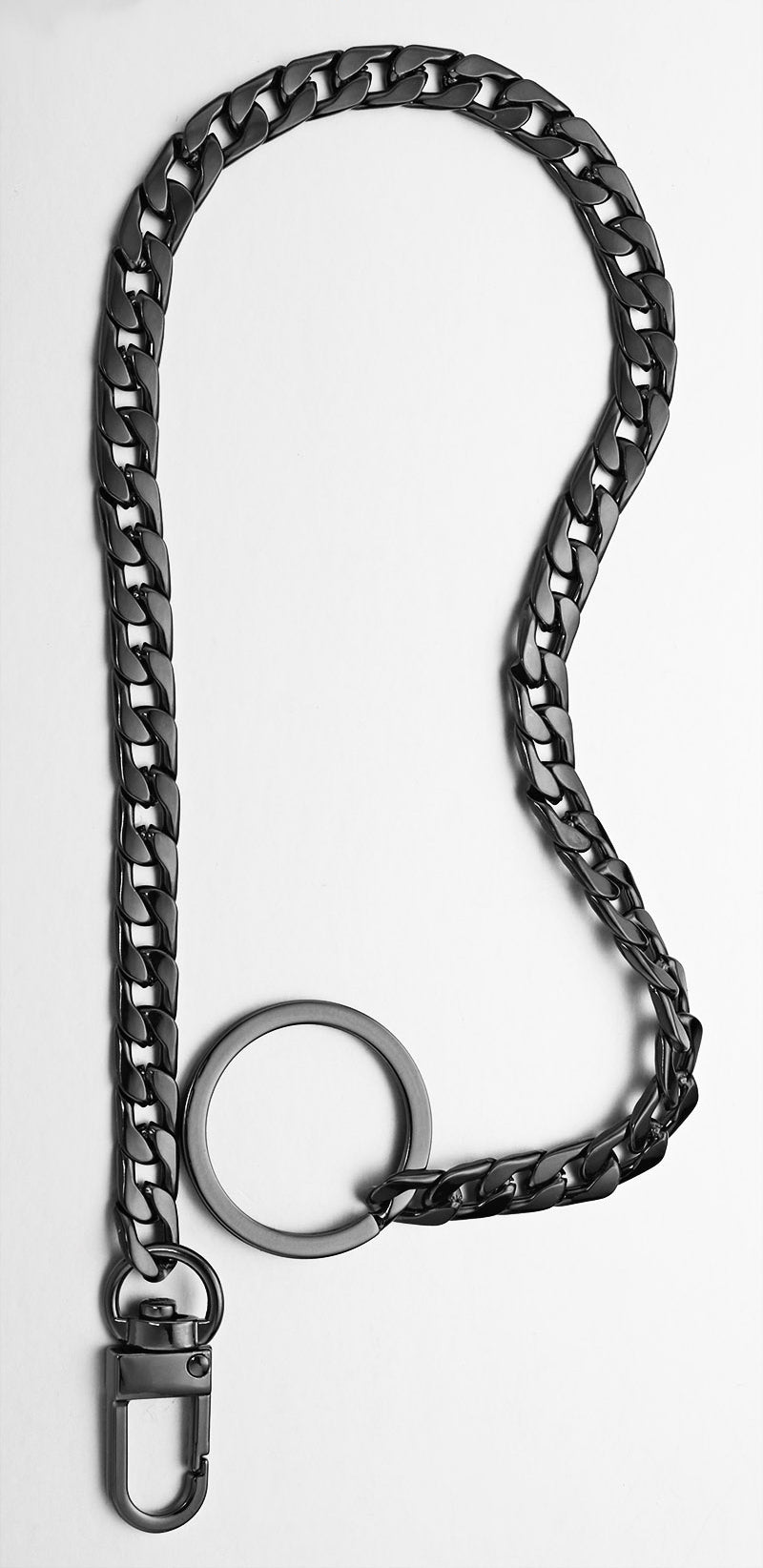 Gothic Metal Wallet Chain – Black & Silver, 40cm