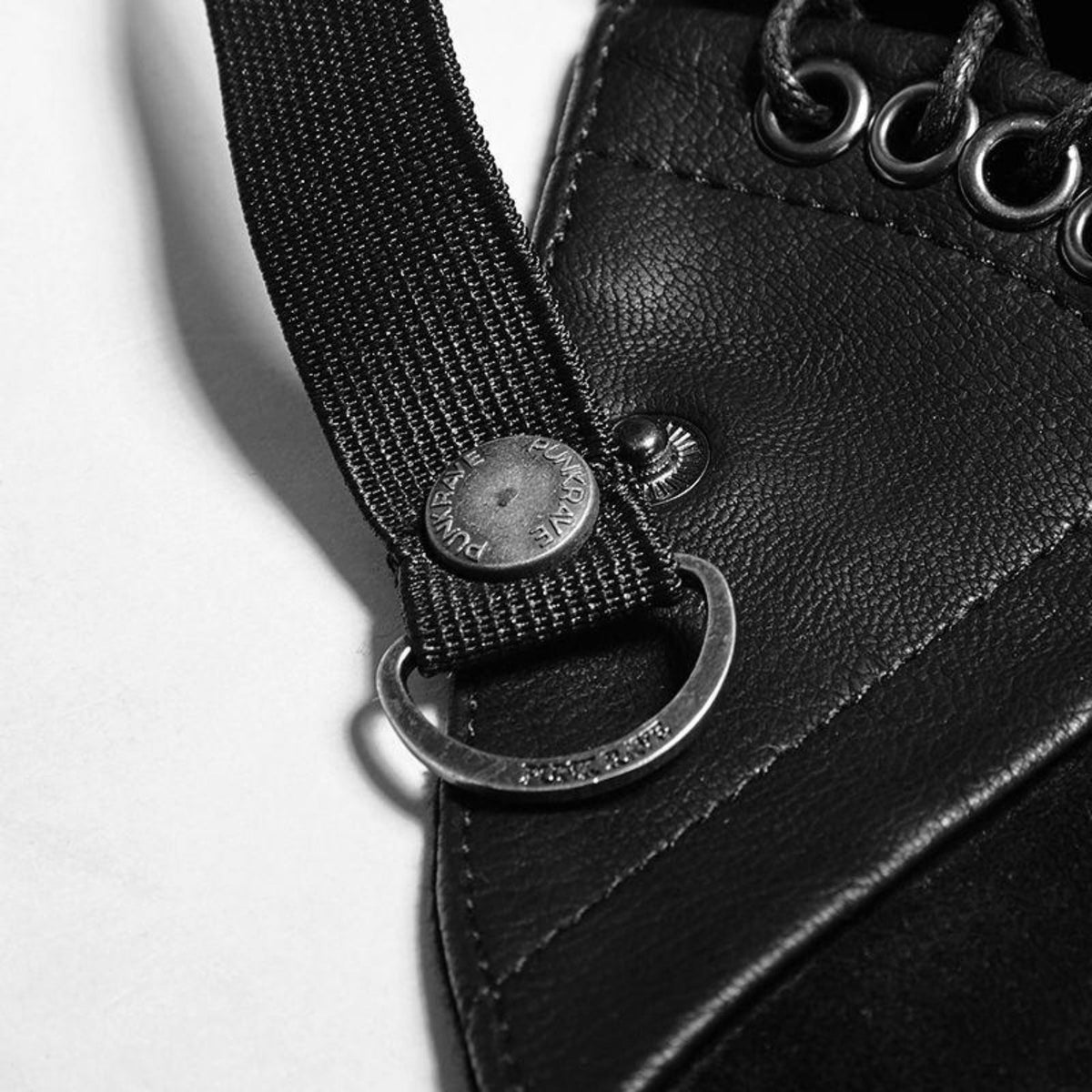 Black Gothic Industrial Faux Leather Mask – Spikes & Lacing