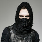 Black Gothic Industrial Faux Leather Mask – Spikes & Lacing