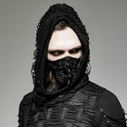 Black Gothic Industrial Faux Leather Mask – Spikes & Lacing