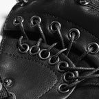 Black Gothic Industrial Faux Leather Mask – Spikes & Lacing