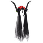 Black Gothic Rose Horn Veil – Black or Red Gem