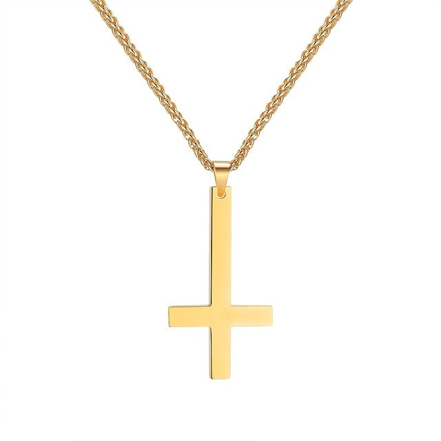 Men's Gothic Inverted Cross Necklace – 316L Stainless Steel