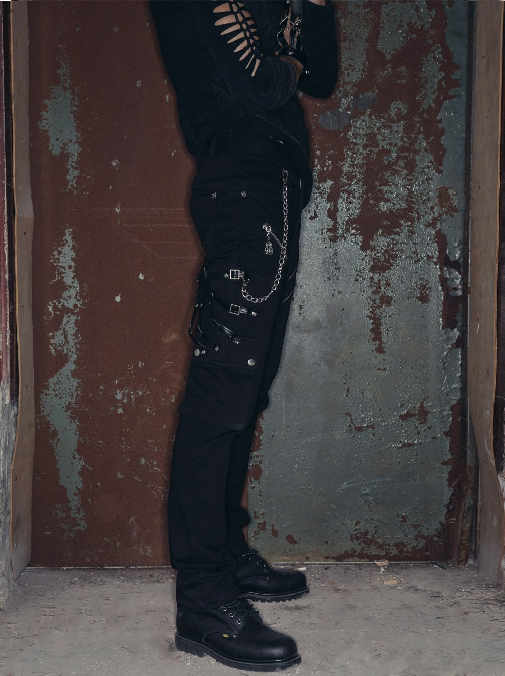 Men's Gothic Triple-Chain Trousers with Zippers