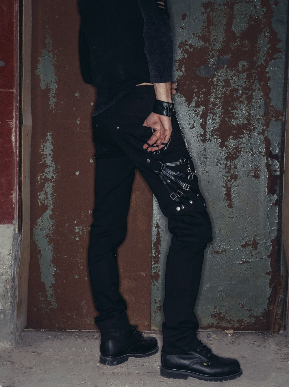 Men's Gothic Triple-Chain Trousers with Zippers