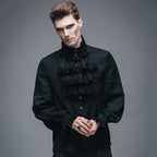 Men's Gothic Vampire Ruffle Shirt – High Neck – S–4XL