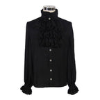 Men's Gothic Vampire Ruffle Shirt – High Neck – S–4XL
