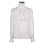 Men's Gothic Vampire Ruffle Shirt – High Neck – S–4XL