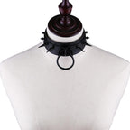 Black Matte Spiked O-Ring Choker – Adjustable