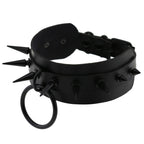 Black Matte Spiked O-Ring Choker – Adjustable