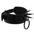 Black Matte Spiked O-Ring Choker – Adjustable