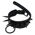 Black Matte Spiked O-Ring Choker – Adjustable