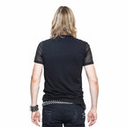 Men's Black Gothic Slashed Mesh T-Shirt