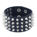 Black Gothic Four-Row Spiked Cuff Bracelet – 22.5cm
