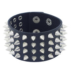 Black Gothic Four-Row Spiked Cuff Bracelet – 22.5cm
