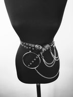 Black Gothic Chain Ring Belt – Faux Leather