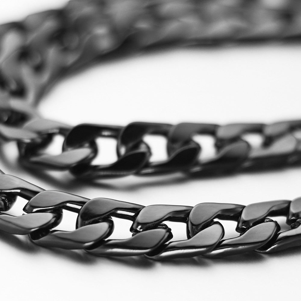 Gothic Metal Wallet Chain – Black & Silver, 40cm
