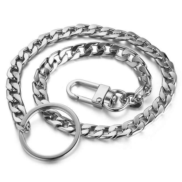 Gothic Metal Wallet Chain – Black & Silver, 40cm