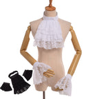 Gothic Vampire Jabot Collar & Cuff Set – Black & White