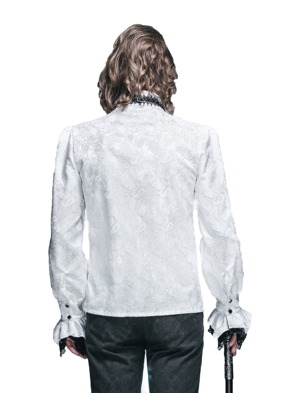 Men's Gothic Vampire Shirt with Ruffled Cuffs & Jabot – S–4XL