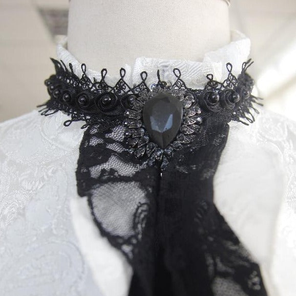 Men's Gothic Vampire Shirt with Ruffled Cuffs & Jabot – S–4XL