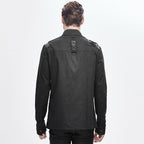 Men's Black Gothic Industrial Shirt with Straps & Buckles – S–4XL
