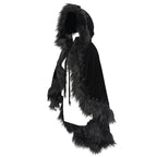 Black Gothic Faux Fur Trim Hooded Cloak