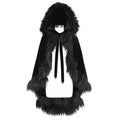 Black Gothic Faux Fur Trim Hooded Cloak