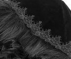 Black Gothic Faux Fur Trim Hooded Cloak