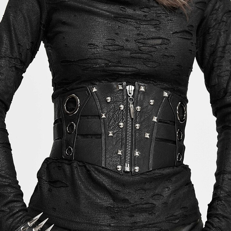 Black Gothic Industrial Waist Cincher