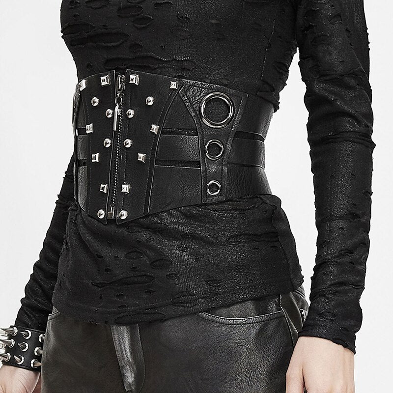 Black Gothic Industrial Waist Cincher