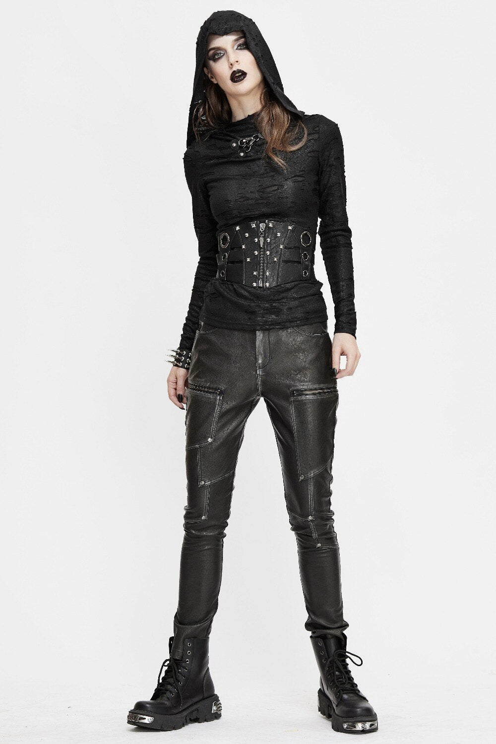 Black Gothic Industrial Waist Cincher