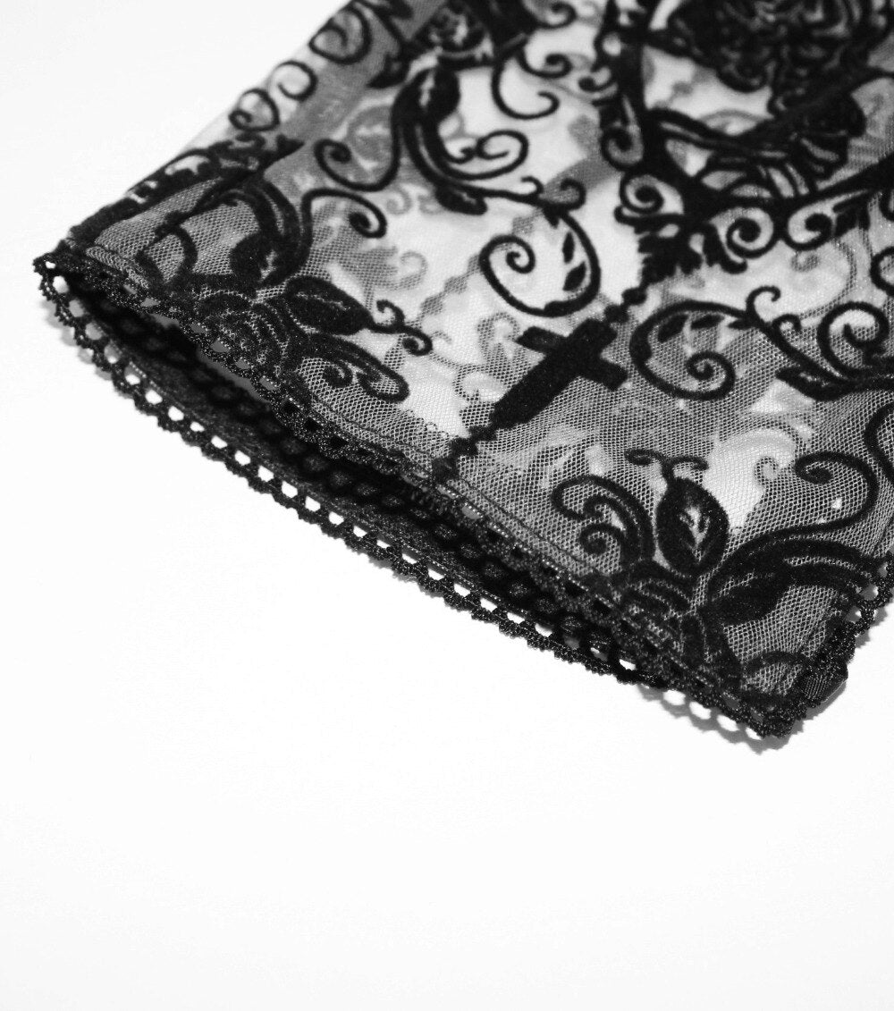 Women's Gothic Lace Cameo Leggings – Black & Nude, XS–3XL