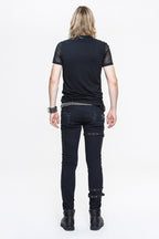 Men's Black Gothic Slashed Mesh T-Shirt