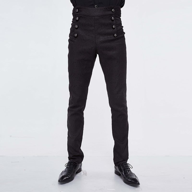 Men's Gothic Vampire Slim-Fit Trousers – Ornate Buttons