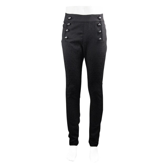 Men's Gothic Vampire Slim-Fit Trousers – Ornate Buttons