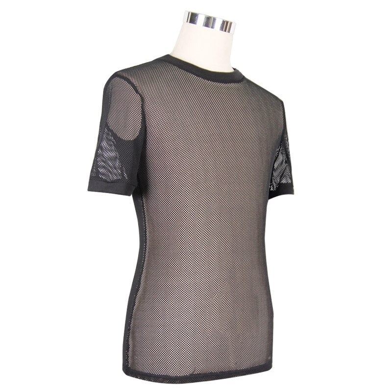 Men's Black Gothic Sheer Mesh Shirt – Short Sleeve – S–3XL